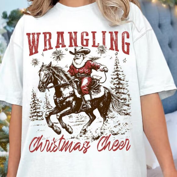 Other - Wrangling Christmas Cheer Shirt, Retro Cowboy Christmas Shirt